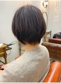 40代50代ふんわりくびれショートボブ白髪染めブラウン