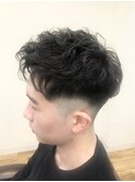スキンフェード&アイロンパーマ