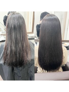 シンズ 銀座(sins) 前髪の強い癖、毛先ダメージによる広がりへの酸性ストレート