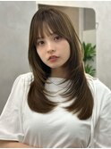 韓国ヘアミディアムレイヤーカットイメチェン小顔サイドバング