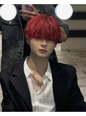 【韓国アイドル風】赤髪ラウンドマッシュ