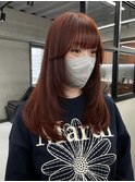 ダブルカラーチェリーオレンジピンクブラウン韓国レイヤーロング