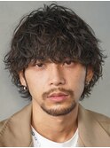 原宿波巻きパーマメンズカットマッシュウルフラウンドマッシュ