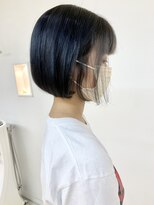 クオリス 上板橋店(QUALIS) 前下がりボブ★ ブルーブラック アッシュ ワンカール つやボブ
