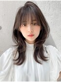 薄めバング20代30代40代ロングレイヤーハッシュカット