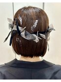 結婚式お呼ばれボブアレンジ／ヘアセット/カチモリ/アレンジ
