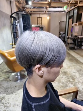 アノ(Ano.) ブリーチカラーホワイトシルバーマッシュダブルカラーメンズ