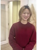 前髪なし×ミディアム外ハネ