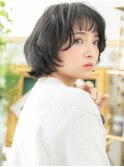 ■前髪パーマ黒髪くびれショートマッシュ314志木10代20代30代