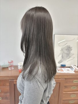 ヘアー アイス 御器所本店(HAIR ICI) ブリーチなしワンカラーストレートグレー秋カラー冬カラー