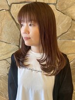 トップヘアスパアンドリゾート 鳴海(TOP HAIR spa&resort)&nbsp;顔まわりレイヤー内巻きワンカールオレンジブラウン艶髪鳴海