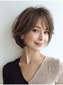 ◇大人可愛い20代30代40代50代前下がりショートボブ丸みショート