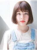  シースルーバング 顎ラインボブ ラベージュ☆