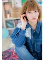 外国人風ハイライトカラー☆小顔前下がり韓国マッシュb1