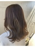透明感マットベージュカラー 大人ナチュラル無造作セミロング