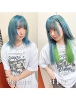 あるじゃんすー 名古屋店&nbsp;ターコイズ×グリーン#シールエクステ#イメチェン#韓国#名古屋