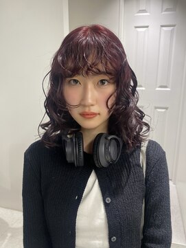 ゼスト 八王子店(ZEST) ワインレッド/ブリーチ無しダブルカラー/【永尾しおり】