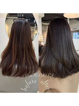カラ フクオカ(Cara FUKUOKA) ミルクティーグレー《★髪質改善うる艶水素カラー＋カット★》