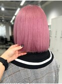 ショート ボブ ハイトーン ピンクベージュ 10代20代