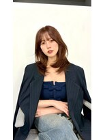 ラル 立川(lar)&nbsp;ミディアムレイヤーカット_ミニウルフチェリーブラウンホワイト