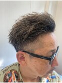 ツイストスパイラルパーマツーブロックショート短髪床屋バーバー