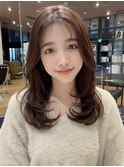 セミロングヘア*ロングレイヤーカット*顔周り*髪質改善*白髪染め