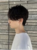 メンズショートニュアンスパーマ暗髪センターパートK20260416