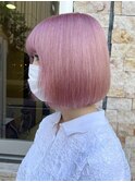 ハイトーンボブミルクティーベージュピンクベージュダブルカラー