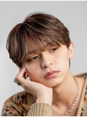 韓国ヘアニュアンスコンマバングセンターパートフェザーパーマ