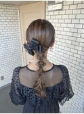 編みおろし リボンヘア 参列ヘア お呼ばれヘア 推し活ヘア
