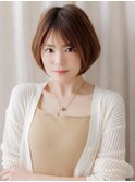 ショートボブ/丸みショート/ミルクブラウン/ラテブラウン/30代e