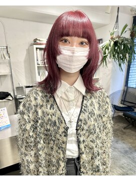ディーカヘアーセンダイ(Di KA HAIR sendai) deep red/レッドカラー/ウルフカット/暖色カラー/ハイトーン