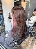 大人っぽくすみピンクインナーカラー・ストレートロング
