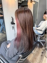 ヘアアンドメイク エジェリ(hair&make egerie)&nbsp;大人っぽくすみピンクインナーカラー・ストレートロング