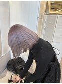 柔らかラベンダーベージュ×ボブ