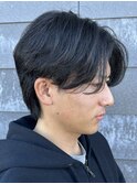 メンズマッシュセンターパートスパイラルパーマニュアンスパーマ