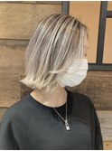 バレイヤージュグレージュハイライトダブルカラーケアブリーチ