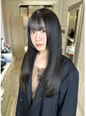 ロングヘアローレイヤー暗髪グレージュカラー10代20代30代