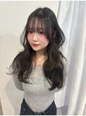 20代30代ふんわりロング韓国レイヤー波巻暗めカラーブラウン
