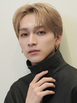 サンクマーケット 渋谷(cinq MARKET) メンズミルクティーベージュコンマヘアアッシュグレージュカラー