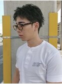 群馬太田メンズショートツイストスパイラルパーマフェード眉毛