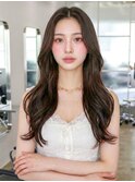 韓国ハッシュカット×艶ショコラベージュカーテンバング高崎