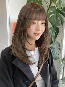 サンクプロジェクト(cinq PROJECT) ミルクヘーゼルモカベージュブラウンミディアムハッシュボブ原宿