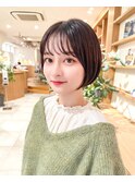 30代40代50代◎ウルフレイヤーカット黒髪前下がりショートボブ