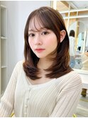 2wayバング 韓国前髪 シースルー ミディアム くびれヘア　顔周り