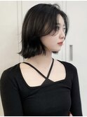 韓国タッセルボブ◇前髪なしタッセルカットブルーブラック外ハネ
