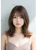 レイヤーボブハイライトブリーチレイヤーハイトーングレージュ