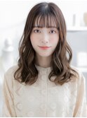 大人可愛いフェザーバング小顔ゆるふわミディh3上尾20代30代40代