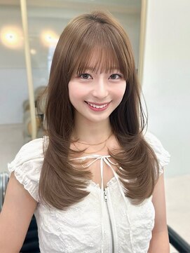 ベル 新宿店(Vel) 【白神】セミロングレイヤー/顔周りカット/ココアグレージュ