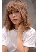外国人風透け感ベージュ×ルーズロブ